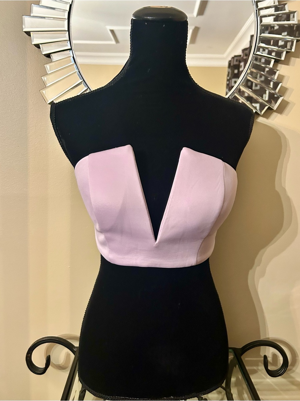 Tobi Lilac Strapless V-Plunge Cropped Bustier